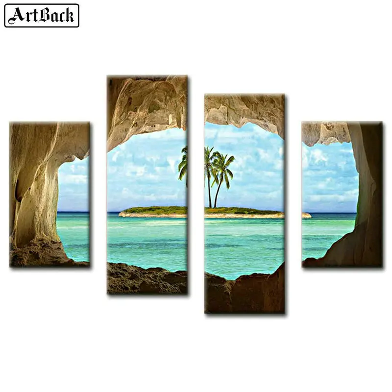 

5d diy diamond painting seascape four spell decoration painting landscape diamond mosaic sticker