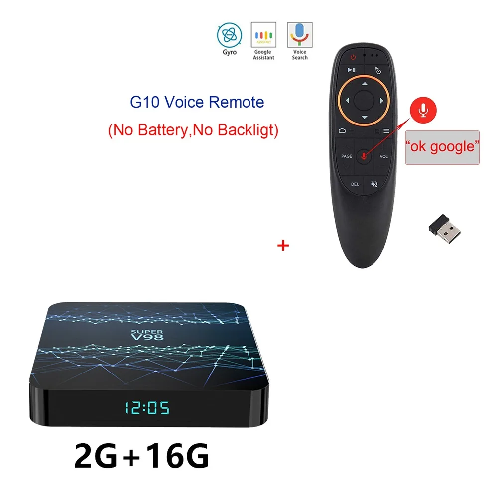 V98 Android 9,0 tv Box 2,4G WiFi 4 Гб ОЗУ 32 Гб ПЗУ Смарт медиаплеер RK3318 четырехъядерный 2 Гб 16 Гб H.265 4K HDR USB 3,0 приставка - Цвет: 2GB 16GB G10