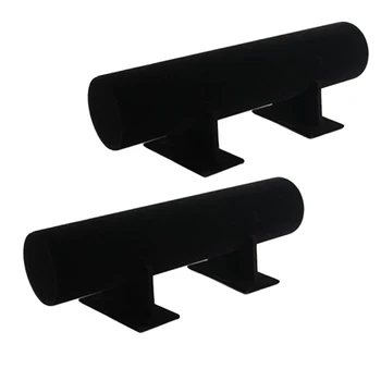 

2pcs Black Velvet T Bar Headband Display Storage Rack Room Display Showcase