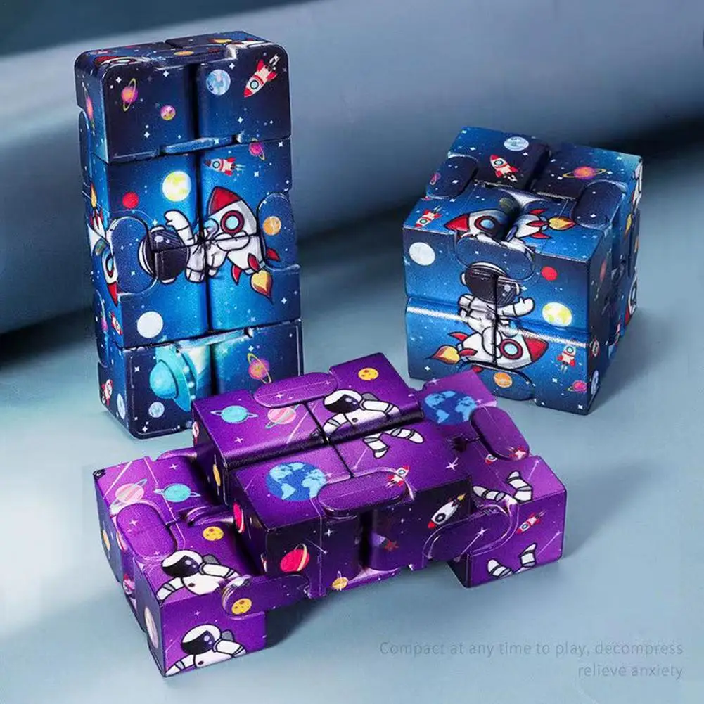 Anti Stress Infinite Cube Space Astronaut Spaceship Printing Flip Magic Cube Stress Reliever Autism Toys fidget toys puzzle toys anti stress toys puzzle cube magic puzzle cube