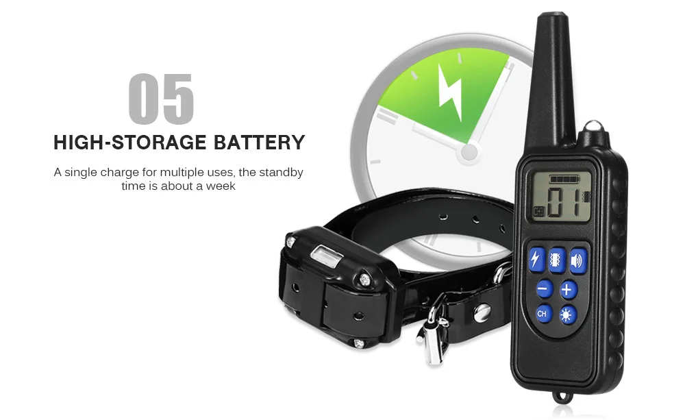 880 800m Waterproof Rechargeable Dog Training Collar Remote Control LCD Display