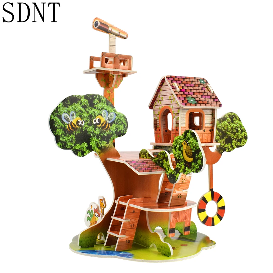 

Cardboard 3D Puzzle Educational Toys for Children iq Games Hobby Assemble Cartoon Building Harmonious Park Model DIY Kids Gifts