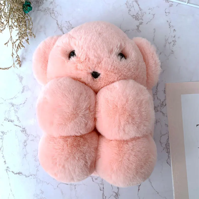 Горячая Новинка kawaii плюшевый рюкзак милый медведь плюшевый рюкзак сумка через плечо детский рюкзак зимний плюшевый Кошелек детский подарок - Цвет: pink 03