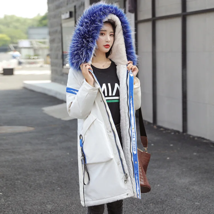 

2019 Large Size WOMEN'S Cotton-padded Clothes Coat Winter New Style-Korean-style Loose-Fit Lambs Wool Inner Wearing Thick down J