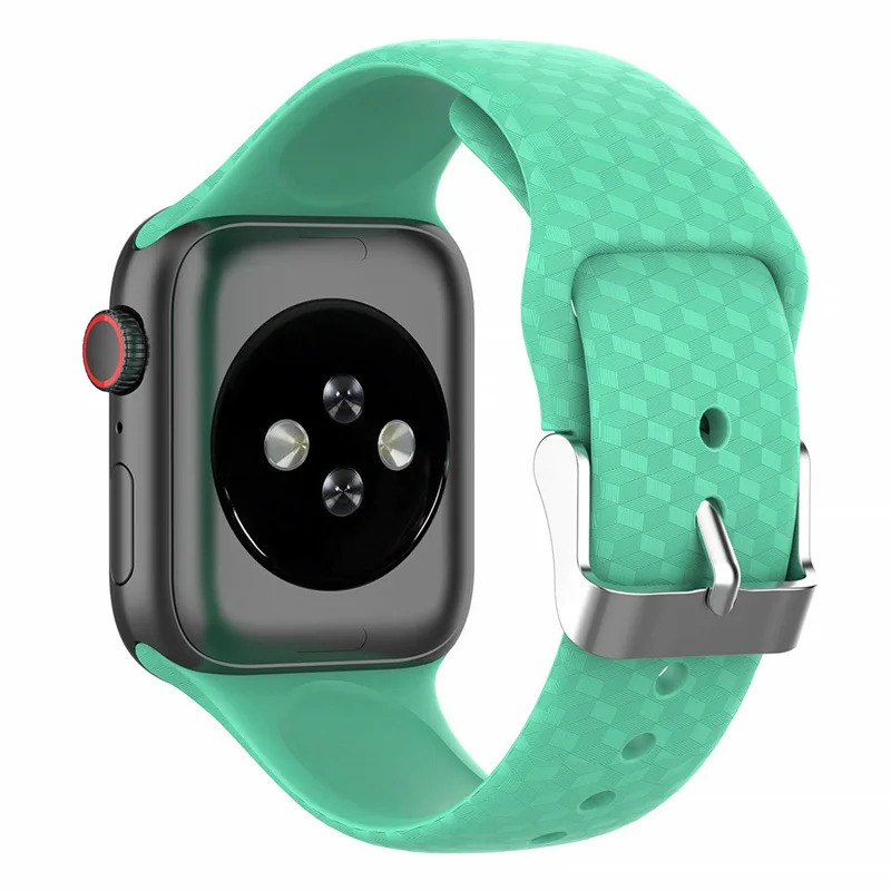 3D текстурный ремешок для Apple watch 5 ремешок 44 мм 40 мм iwatch 38 мм 42 мм спортивный силиконовый ремешок для часов Браслет Apple watch 4 3 2 1 44 - Цвет ремешка: green