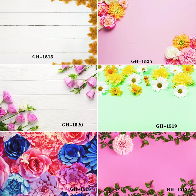 

Vinyl Custom Photography Backdrops Prop Flower and Wooden Planks Theme Photography Background #0147