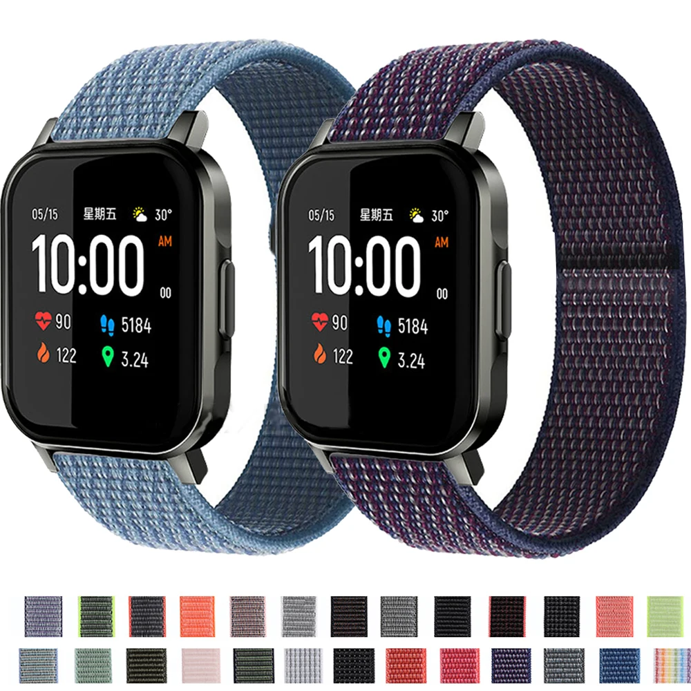 Ремешок нейлоновый для смарт-часов Xiaomi Haylou LS02 спортивный браслет Amazfit Bip Lite S U GTS 2 20