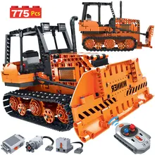 775 adet Creator uzaktan kumanda mühendislik kamyon yapı taşları yüksek teknoloji RC araba buldozer elektrikli tuğla oyuncak çocuklar için