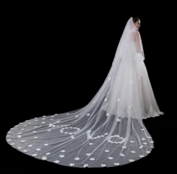 2020  5Meter One Layer Lace Edge White Ivory Catherdal Wedding Veil Long Bridal Veil Wedding Accessories