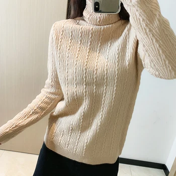 

BELIARST Autumn and Winter New High-Necked Cashmere Sweater Woman 100% Pure Wool Sweater Fashion Slim Sweater Pullover