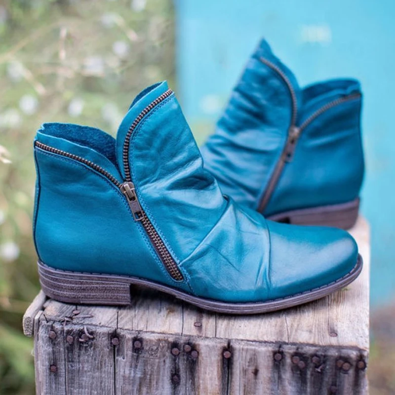 mujeres botas de Otoño de primavera PU botas de cuero botas cortas mujer mujeres de gamuza zapatos de cremallera de tendencia Retro mujeres desnudas botas|Botas de nieve| - AliExpress