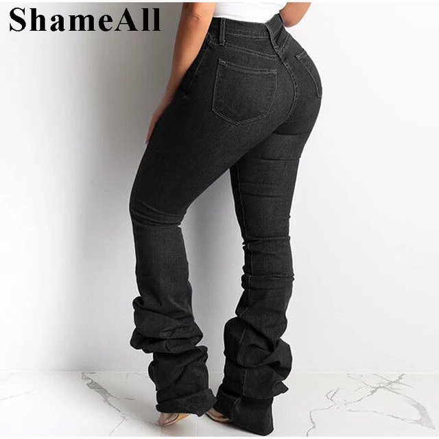 Plus Size Europe Style Stacked Flare Jeans Mom 3xl Streetwear Sexy Slim Fit  Trendy Bell-bottom Denim Pants Vintage Trousers - AliExpress