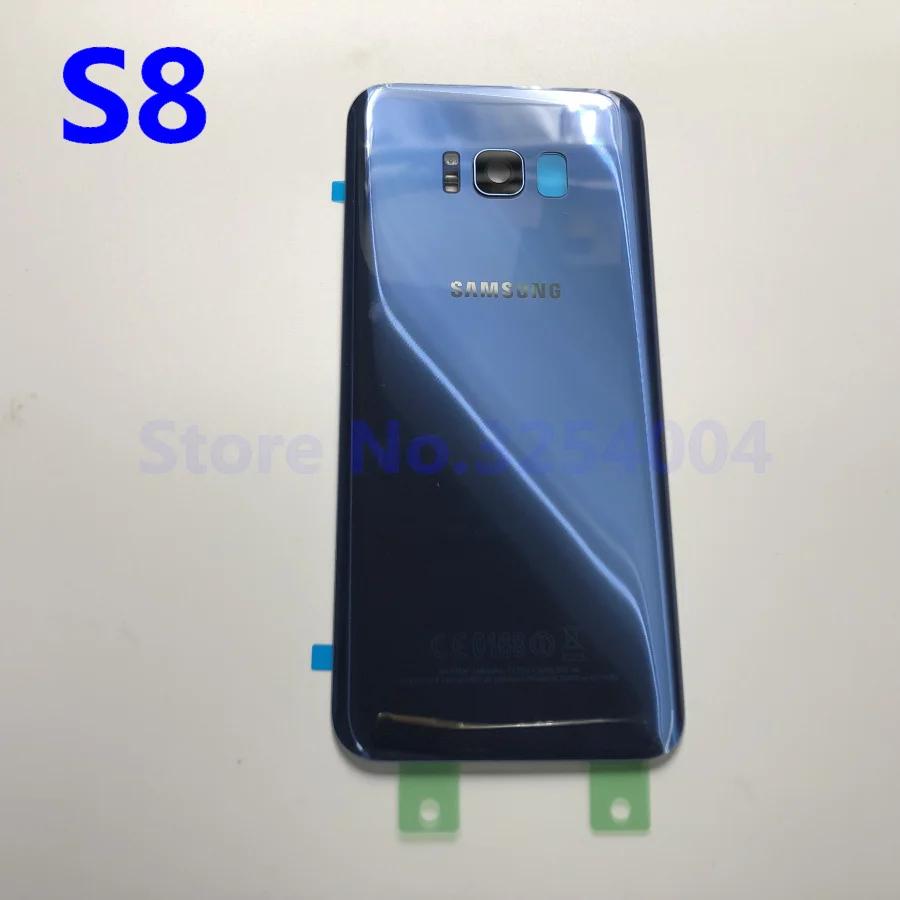 Чехол на заднюю батарейку для samsung Galaxy S8 G950 G950F G950FD Задняя стеклянная крышка корпуса+ клей+ стеклянная рамка для объектива камеры - Цвет: S8 Blue