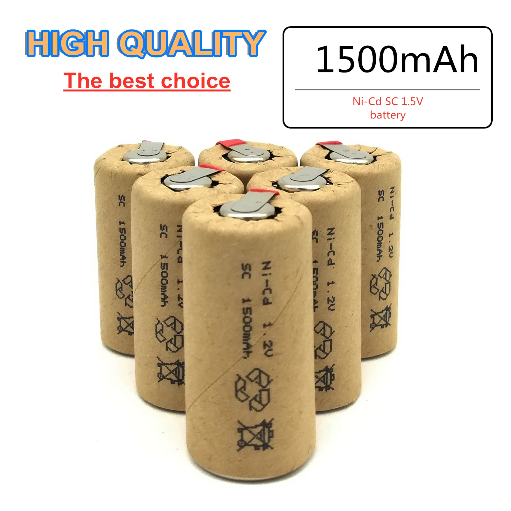 

32Pcs High Quality Rechargeable Battery Sub C SC NI-Cd 1.2V 1500mAh, With Tab For LED Screwdriver Electric Tools