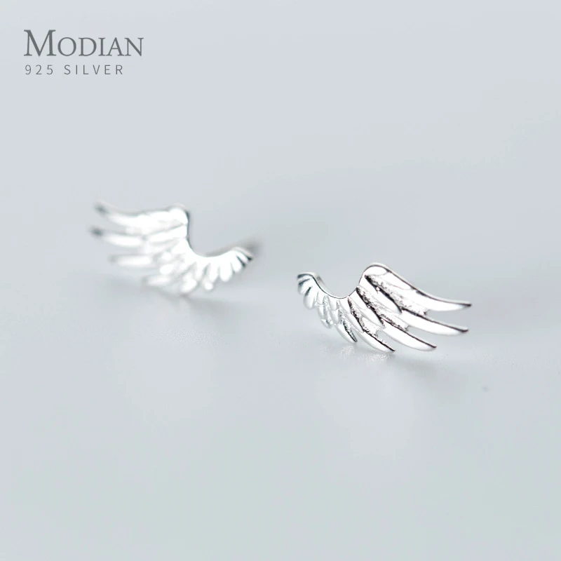 

Modian 2020 New Spring Angel Wings Stud Earrings for Women Jewelry 100% Real 925 Sterling Silver Jewelry For Gril Kids Gifts