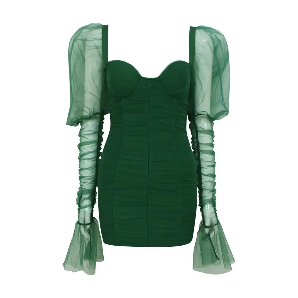 2019 весенне-осеннее облегающее Бандажное платье Сетчатое женское мини