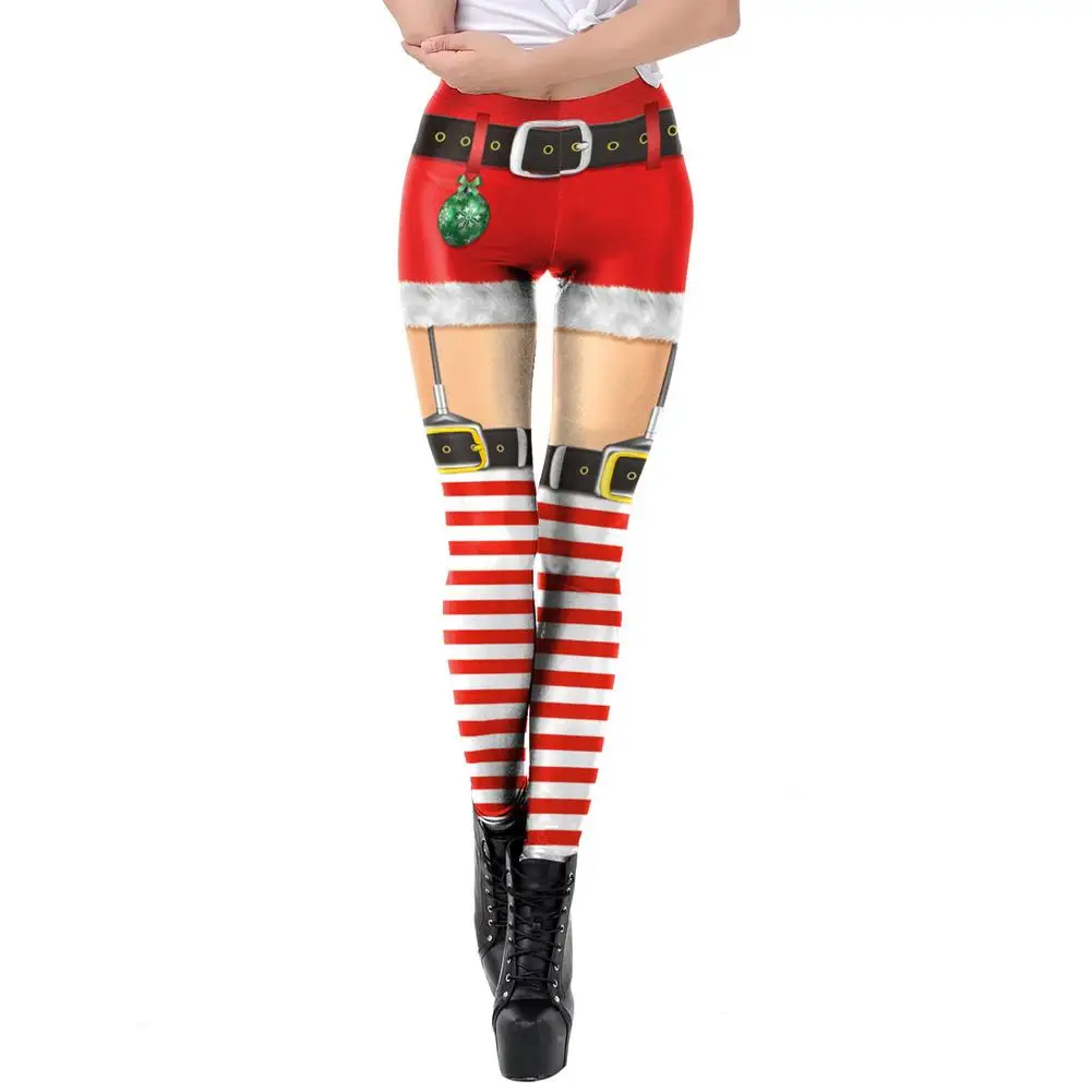 Ugly Christmas Leggings Red White 
