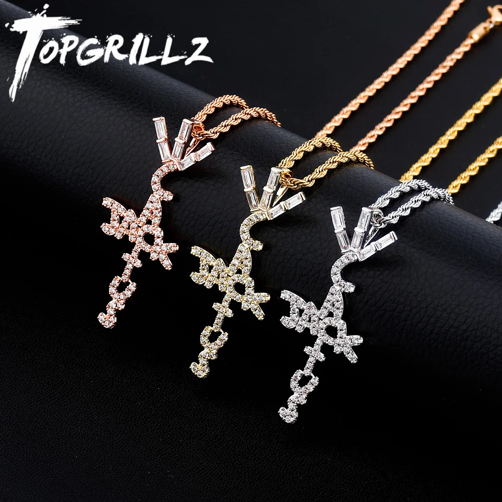 

TOPGRILLZ Travis Scott Product Brand Cactus Jack Shape Pendant Necklace Ice Crystal Cubic Zirconia Pendant Hip Hop Jewelry Gift