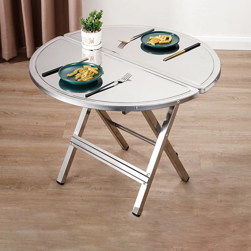 Table pliante en acier inoxydable, meubles de cuisine portables