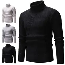 Autumn Winter Fashion Brand Clothing Men's New Sweaters Warm Slim Fit Turtleneck Pullover Knitted Sweater Men Grey White Black