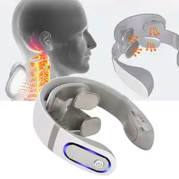 

Electric Pulse Hot Compress Therapy Neck Massage Instrument Intelligent Pain Relief Cervical Vertebra Massager for Women Men