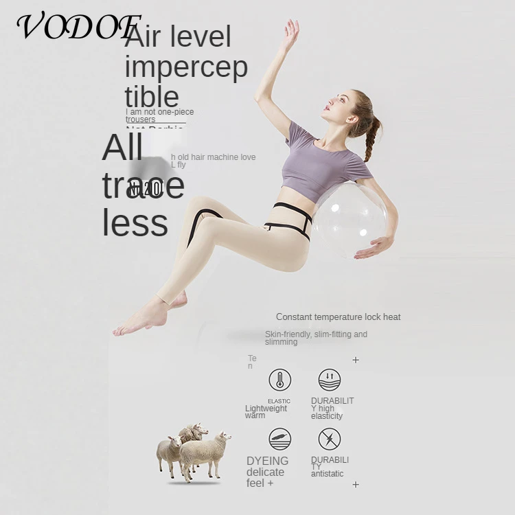 VODOF Women Thick Fleece Legging High Waist Letters Legging Pants Stretch Winter Seamless Fitness Can Be Worn Below Zero