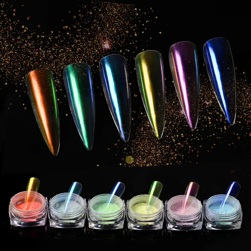 

Mtssii Chameleon Nail Glitter Power Magic Colors Ice Transparent Mirror Glitter Nail UV Gel Pigment Dust Manicure Decorations