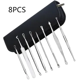 

Rakado 8 Pcs Stainless Steel Blackhead Remover Neddles Face Care Tool Kit Acne Comedone Pimple Blemish Skin Care Beauty Tool