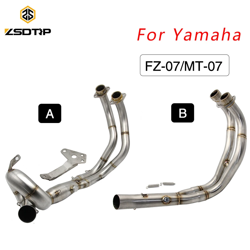 

ZS Slip On For Yamaha MT07 FZ-07 MT-07 2013 - 2018 Motorcycle Exhaust Escape Full System Modified Front Middle Link Pipe Muffler