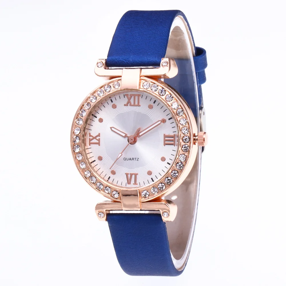 

A New Products 4 Roman Numerals Circle with Diamond Dial WOMEN'S Belt Casual Watch