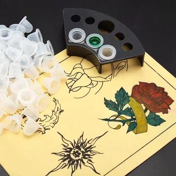 

100pcs Tattoo Color Cup Silicone Pigment Cups Caps Tattoo Ink Holder Permanent Makeup Supplies Cosmetic 2020 Hot Sale