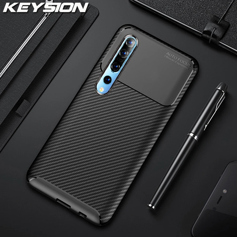 Чехол для телефона Xiaomi Mi 10 Pro из углеродного волокна с текстурой ударопрочный