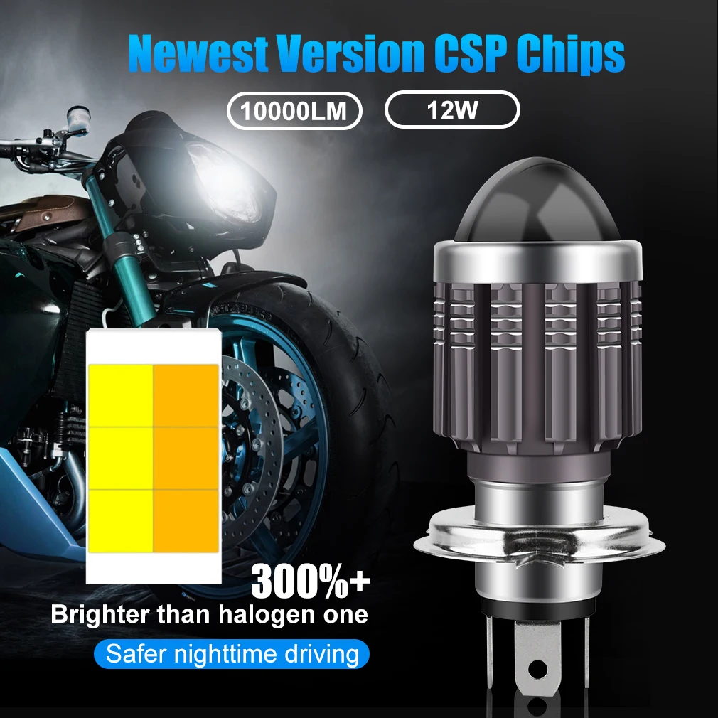 BA20D Led Headlight Bulbs H6 Motorcycle H/L Lamp,New Version Chips 1400LM 6000K Super Bright 12V-24V pack of 1 