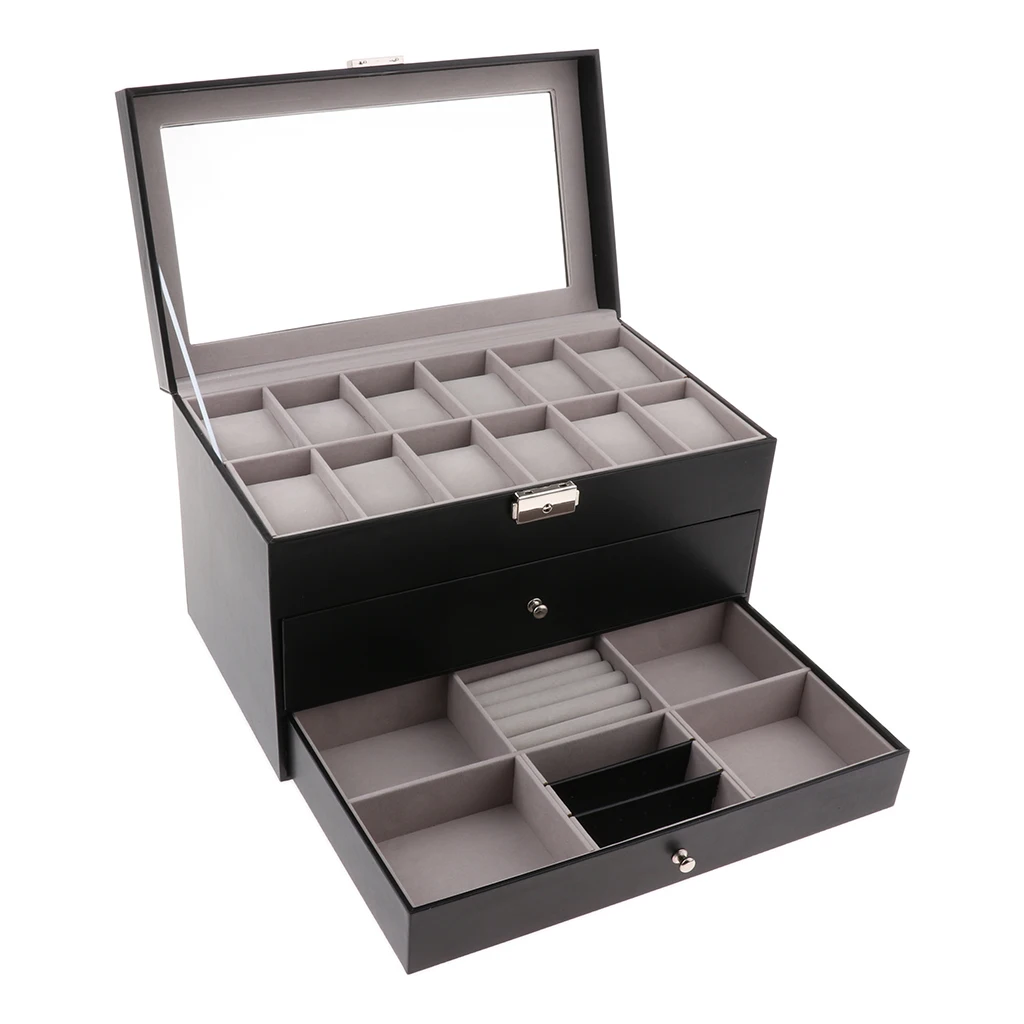 

3Layers, Jewelry Box Organizer, Display Storage Case for Rings Earrings Necklaces, Eyeglasses Storage Holder