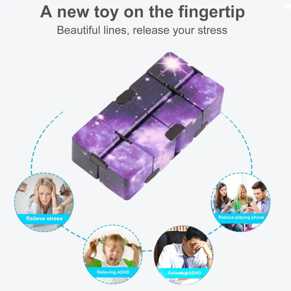 infinity cube galaxy fidget toy anti stress relief hand flip cube anxiety sensory toy for children autism adhd magic