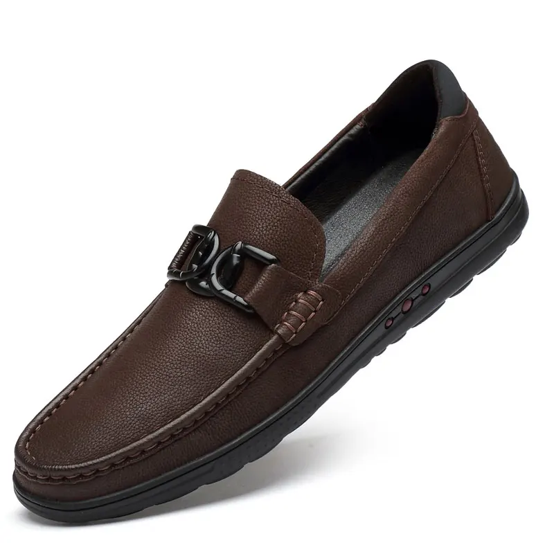 CLAXNEO Man Leather Shoes Slip on Summer Autumn Male Moccasins Design Boat Shoe Genuine Leather clax Man Loafers Big Size - Цвет: Brown