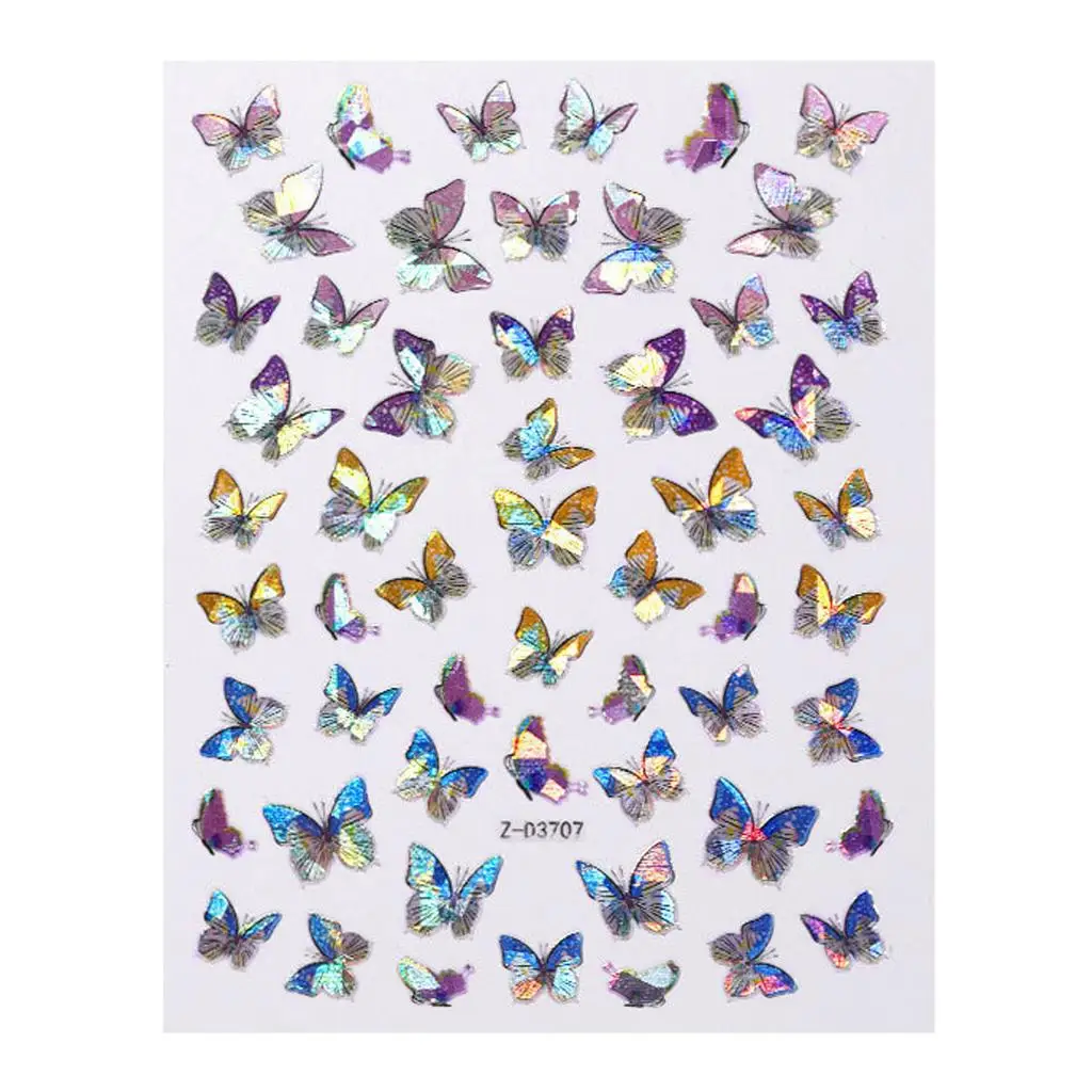 Nail Art Stickers 3D Self-Adhesive Stickers Butterfly Decals for Women Girls Kids Manicure DIY or Nail Salon, 1 Sheets
