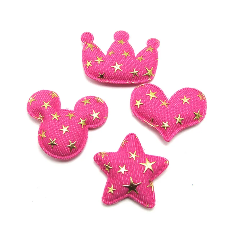 32Pcs Denim Gold Stamp Star Heart Mouse Head Crown Shape Appliques For DIY Headwear Hairpin Crafts Decor Accessories