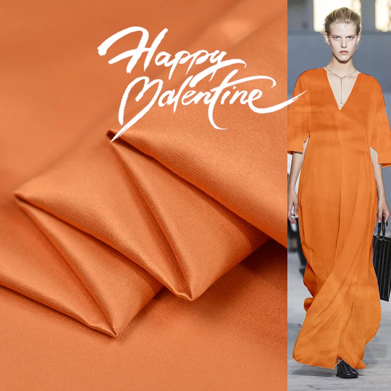 Оранжевый 68% шелк 32% хлопок 140 см ширина 48momme бренд атласная ткань для женского платья модная ткань Сделай Сам шитье Распродажа Новинка