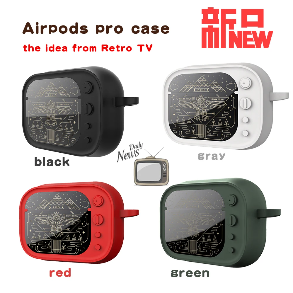 Роскошный 3D Ретро ТВ с объективом для Apple AirPods Pro мягкий силиконовый чехол зарядки