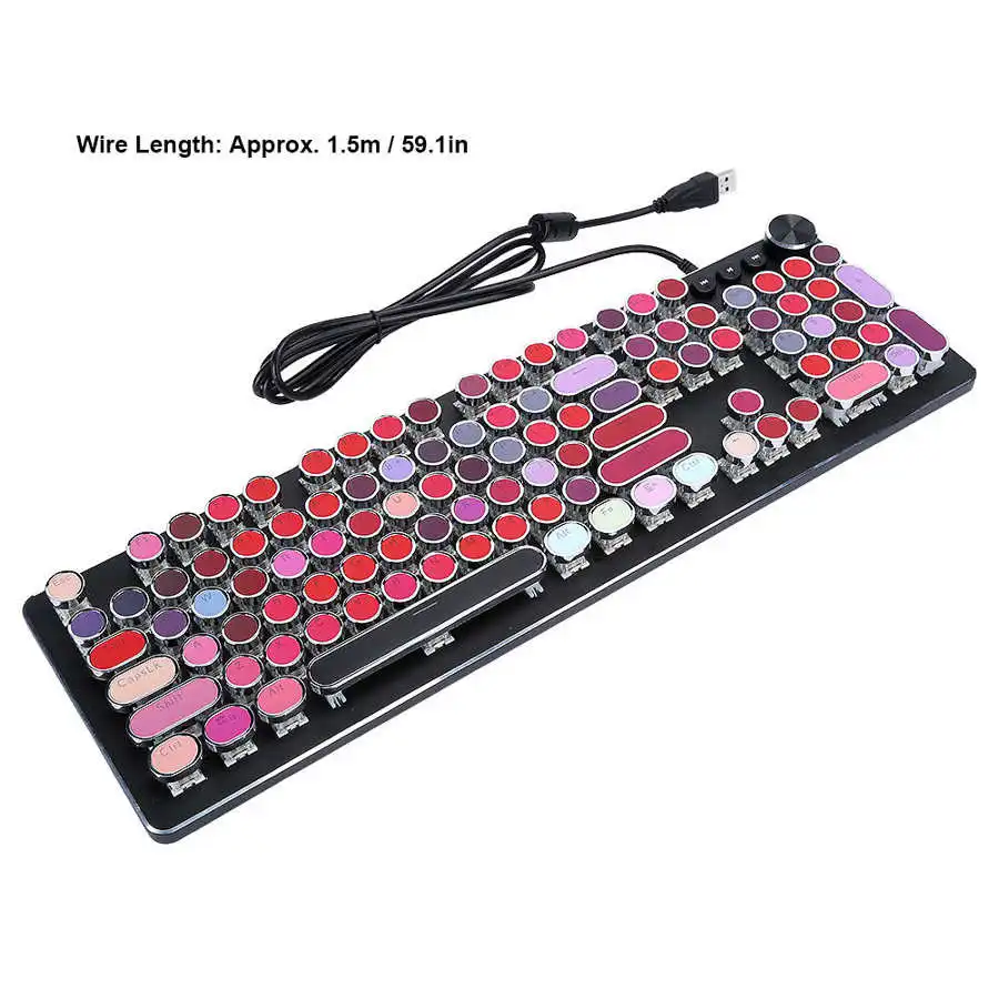 108 Keys Mechanical Keyboard Lipstick Keyboard Wired White Backlight