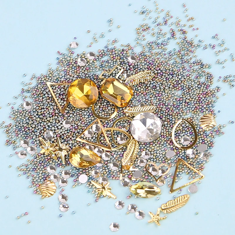 DIY 3D дизайн ногтей Bling diamond deco красочные смешанные микро бусины драгоценный камень круг блеск кристалл AB не алмаз горячей фиксации Стразы