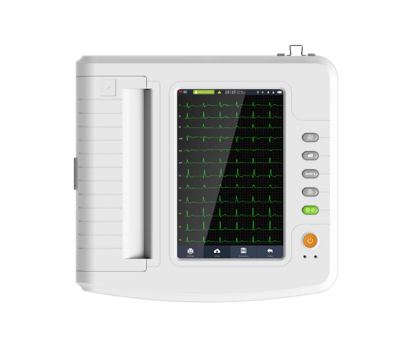 Contec ECG1212G LCD Touch Screen 12 Channel ECG Electrocardiograph High-Resolution Color Display Bulit-in Thermal Printer