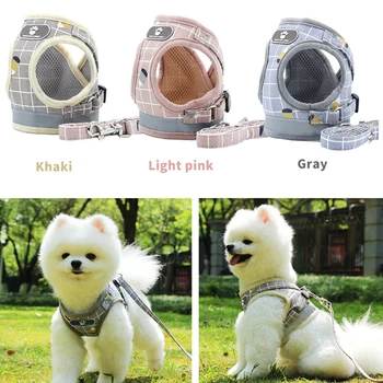 

Dog Harness Pet Adjustable Reflective Vest Walking Lead Leash for Puppy Polyester Mesh Harness for Small Medium Dog #15