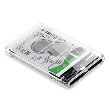 

USB-C Type-C to 2.5 Inch SATA SSD HDD External Enclosure Transparent for Laptop and PC