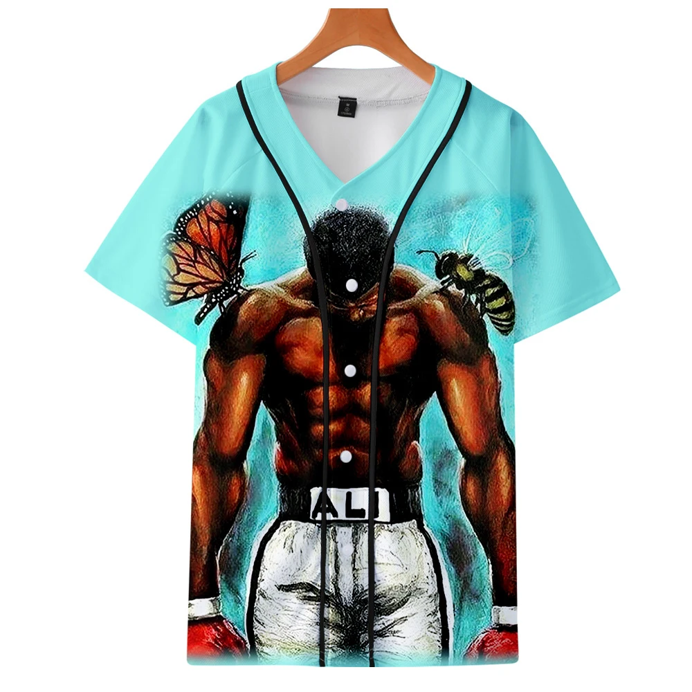 Muhammad Ali Мужская рубашка с коротким рукавом Свободные топы уличная поплавок Like A Butterfly Sting Like A Bee 1942- Рубашка мужская