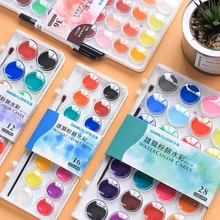 Высокое качество 12/16/28/36 Твердые акварельные краски в наборе с палитрой Портативный Акварельная ручка для профессионального Краски ing товары для рукоделия