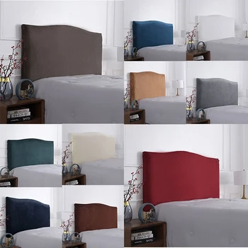 

1pcs Solid Color Plush Thicken Elastic All-inclusive Bed Head Cover Bed Head Back Protection Dust Cover Headboard Cover