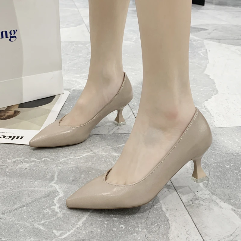 

Sexy Pointed Toe Party Shoes Women Pumps Thin Heels Shallow Mouth Single Shoes Woman Slip on Heeled Pumps Ladies Nightclub Shoes