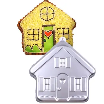 

Aluminum Alloy Christmas House Cupcake Cake Cookie Mold Baking Pudding Mould Pan DIY Home Kitchen Baking Tool